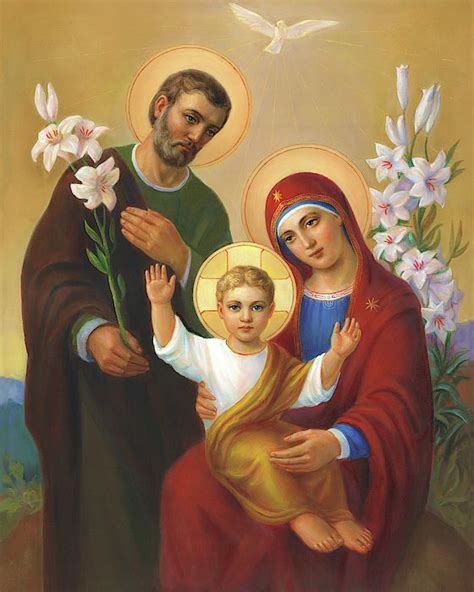 This picture depicts The Holy family, composed of Saint Joseph, the ...