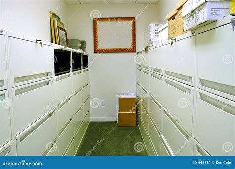 Storage Room with Filing Cabinets Stock Image - Image of records, place ...