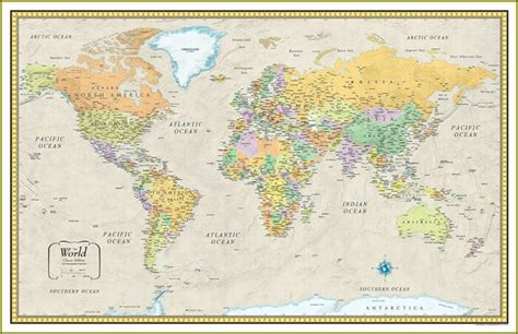 32x50 Rand Mcnally World Classic Wall Map Framed Edition - Map : Resume Examples #023dmAL8N5