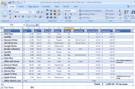 Subscriptions Manager for Excel 2007-2016 - Office Watch