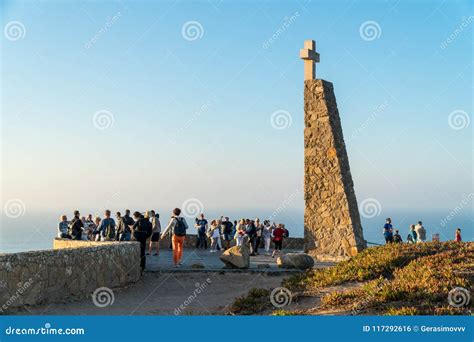 People at the Monument Marking Cabo Da Roca As the Westernmost E ...