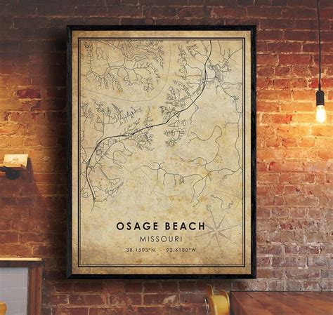 Osage Beach Map Print Osage Beach Map Missouri Map Art Osage Beach Road Map Poster Vintage Gift ...