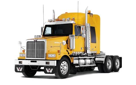 a yellow semi truck is shown on a white background