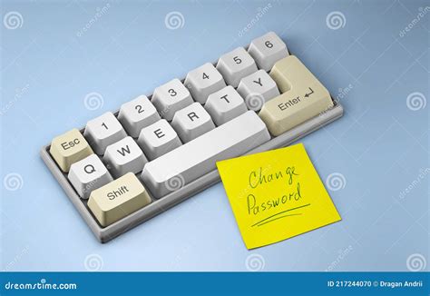 Change Password. Keyboard with Letters Qwerty and Yellow Office Sticker on a Blue Background ...