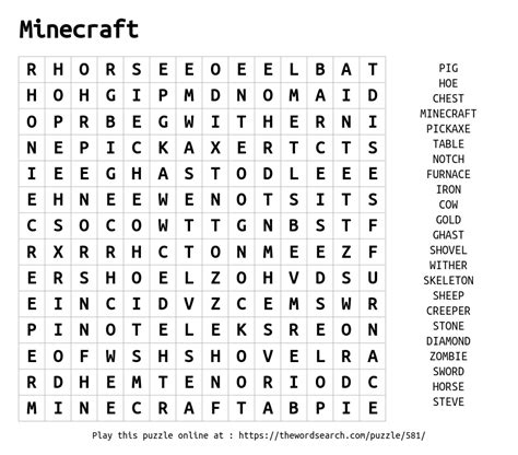 minecraft word search free printable - minecraft word search fun loving families - India Wagner