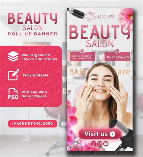 Premium PSD | Beauty salon roll up banner design