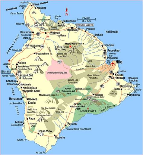 Road Map of Hawaii Island (Hilo, Hawaii) | Big island hawaii, Hawaii ...