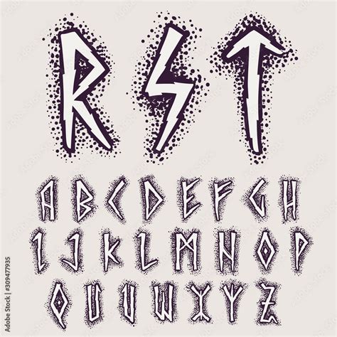 Rune alphabet on the dots background. Stock Vector | Adobe Stock