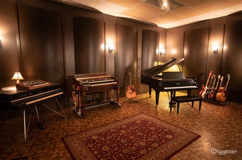 Vintage recording studio with grand piano | Rent this location on Giggster