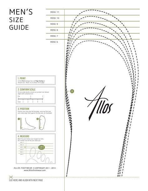 Printable Shoe Size Chart Mens