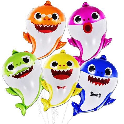 Buy Pack of 5, Baby Shark Balloons Set - Big, 25 Inch | Baby Shark Foil ...