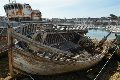 damaged, sea, expired, wrecked, nautical vessel, moored, wooden, wreck ...