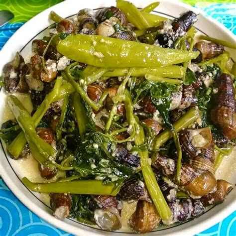 Ginataang Suso na may Kangkong | Filipino recipes, Yummy seafood, Seafood recipes