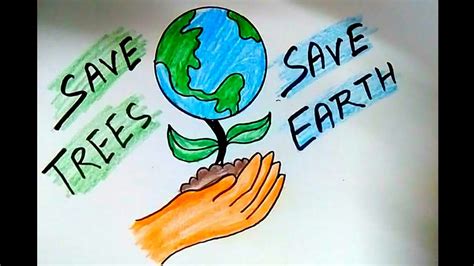 How to draw save earth drawing || Earth day drawing poster for kids ...