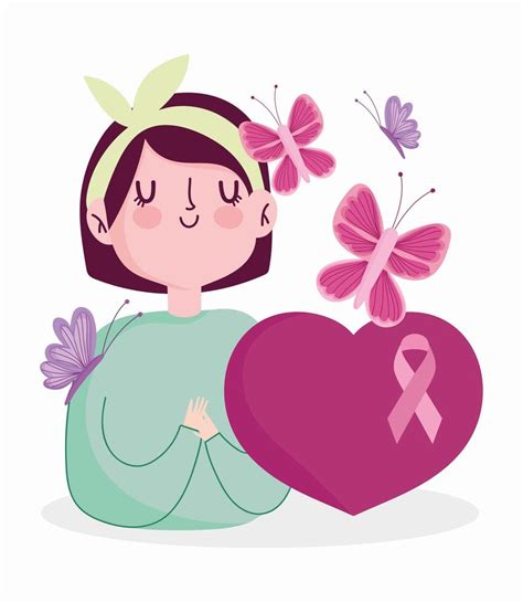 Breast cancer awareness month cartoon woman 1396868 Vector Art at Vecteezy