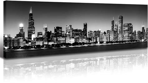 Chicago Skyline Wall Art Black and White Office Wall Decor for Women ...