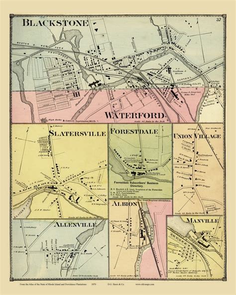 Smithfield Villages Rhode Island 1870 Old Town Map North | Etsy
