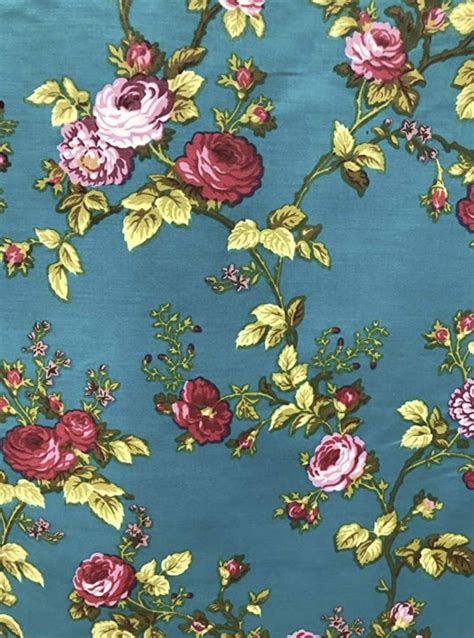 Vintage Floral Rose Print Poly Cotton Fabric by the 5 Yard, 10 Yard, 15 ...