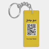 Yellow QR Code Business Card Logo Keychain | Zazzle