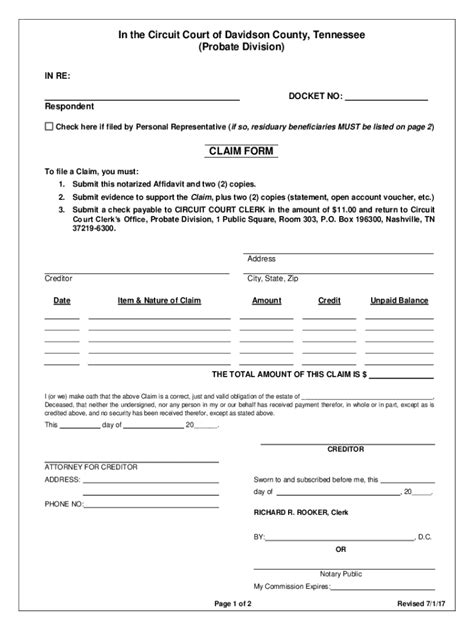 CLAIM FORM - Circuit Court Clerk: Fill out & sign online | DocHub