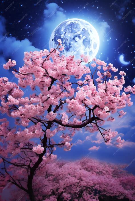 Premium AI Image | cherry blossom in the night sky