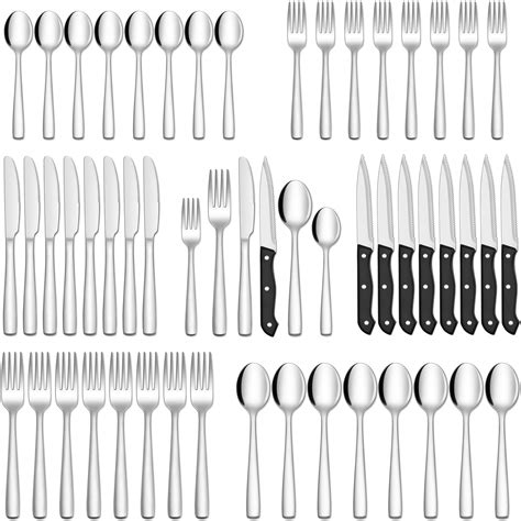 Buy HIWARE 48-Piece Silverware Set with Steak Knives for 8, Stainless ...