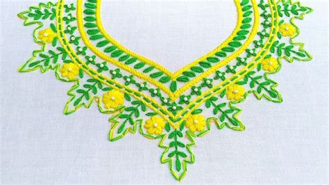 Pretty Hand Embroidery,Neck Design Embroidery for Dresses,সহজ হাতের কাজ,... | Hand embroidery ...