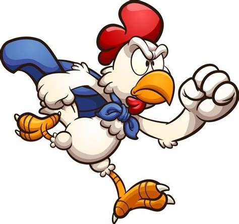 Premium Vector | Angry cartoon running super chicken. clip art illustration. | Angry cartoon ...