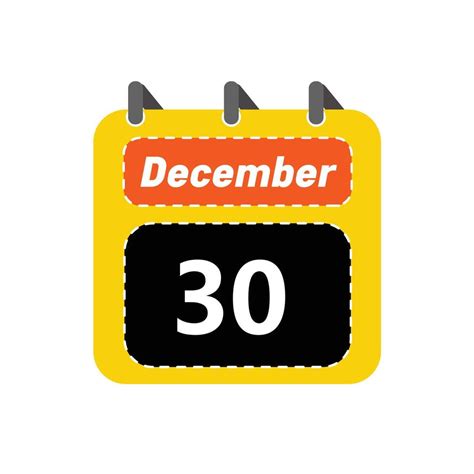 December 30 Daily Calendar 26613085 Vector Art at Vecteezy