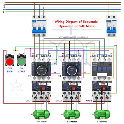 Automatic Sequential Motor Control Circuit - Power & Control