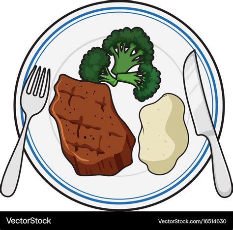 Dinner plate meal Royalty Free Vector Image - VectorStock