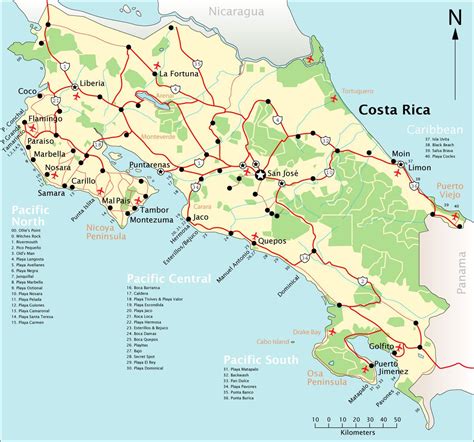 Map Of Costa Rica Surf Spots | College Map