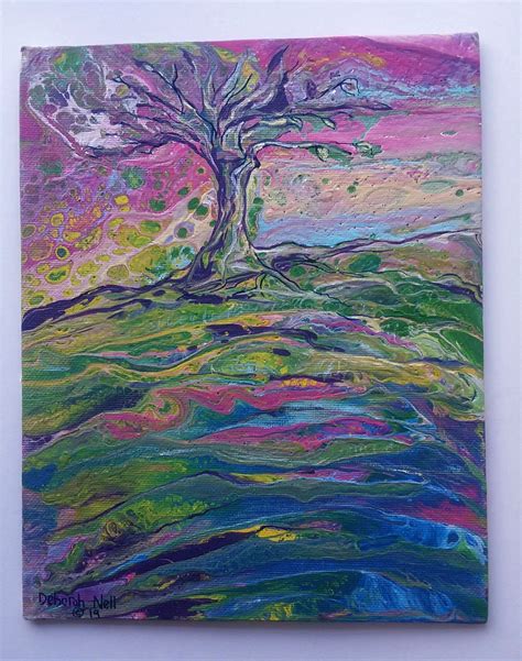 Tree of Life Art, Colorful Fluid Tree, Acrylic Tree Painting, Fluid Art, Embellished Pour, Tree ...