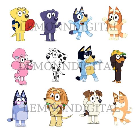 Bluey All Characters PNG Bluey Family Png Included Bluey - Etsy