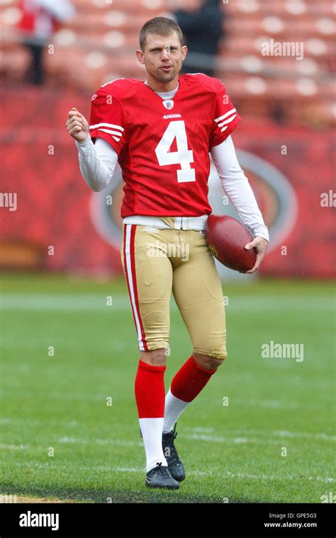 Nov 20, 2011; San Francisco, CA, USA; San Francisco 49ers punter Andy Lee (4) warms up before ...