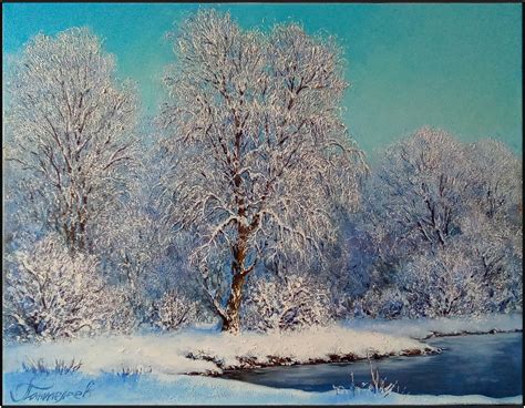 Trees Painting Winter Landscape Painting Trees in the Snow - Etsy