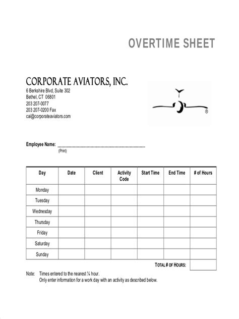 Overtime Timesheet