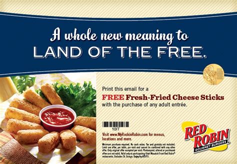 Fun Cheap or Free Coupons & Deals: FREE Red Robin cheese sticks coupon!