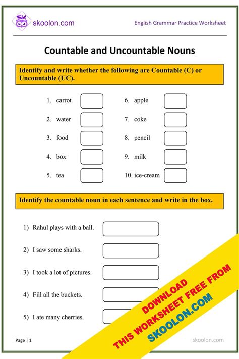 Countable and Uncountable Nouns - skoolon.com