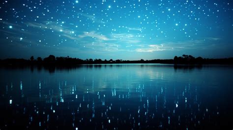 Premium AI Image | a night sky with stars and a lake