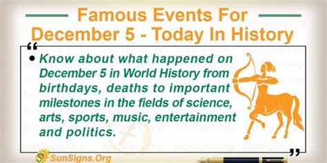 Famous Events For December 5 - Today In History - SunSigns.Org