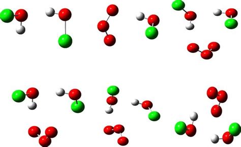 Optimised structures of (HOCl) 2 , HOClZO 3 and O 3 (HOCl) 2 (T1-4) at... | Download Scientific ...