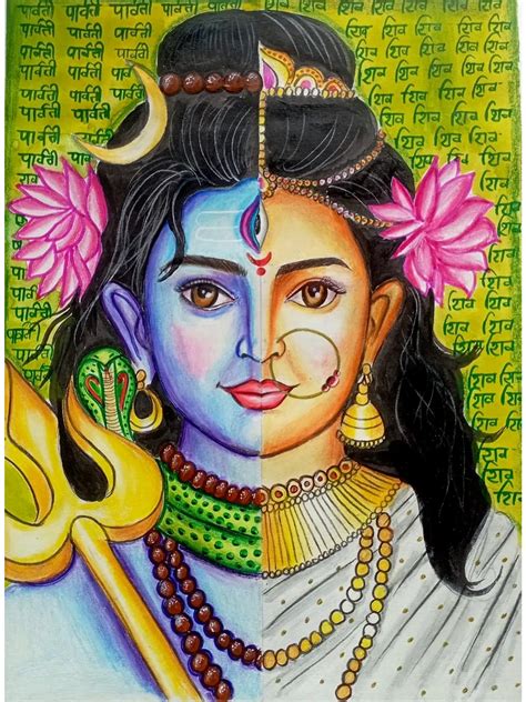 Painting of Shiv Shakti | Water and Pencil Color | Samata Ghosh ...