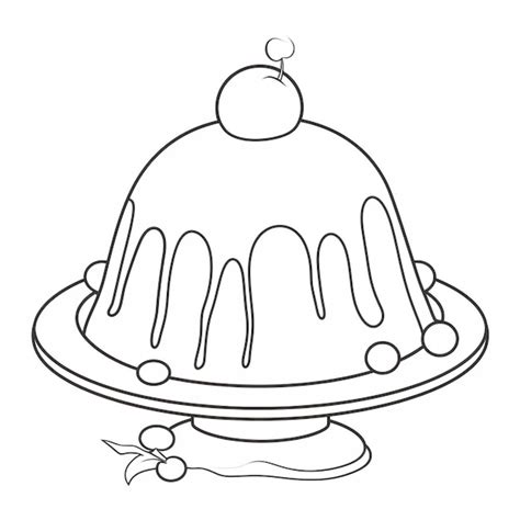 Premium AI Image | a drawing of a cake with icing and a cherry on top ...