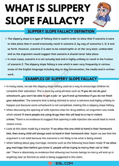 Slippery Slope Fallacy: Definition and Useful Examples of Slippery Slope • 7ESL | English ...