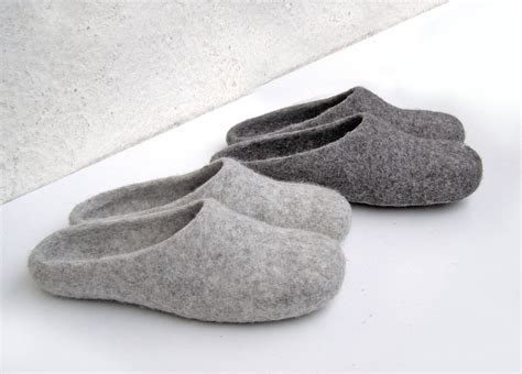 Family Slippers Set 2 Pairs of Natural Felted Wool Grey House Shoes - Etsy