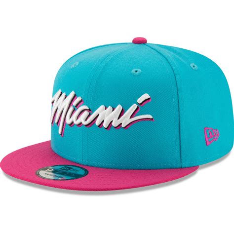 Men's New Era Teal/Pink Miami Heat 2019/20 City Edition On Court 9FIFTY Snapback Adjustable Hat