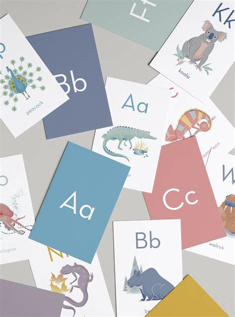 Animal Alphabet ABC Letter Flash Cards Printable Digital | Etsy