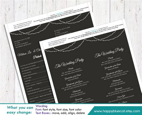 Diy Printable Program Wedding Template Instant Download | Etsy