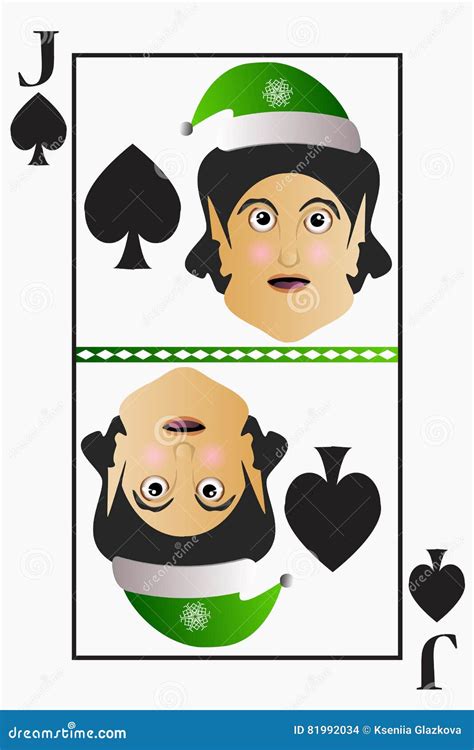Vector Elf Simple Easy Christmas Jack Playing Card Suit Spades On A White Background Editable ...